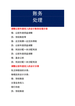调整以前年度收入的会计账务处理分录.docx