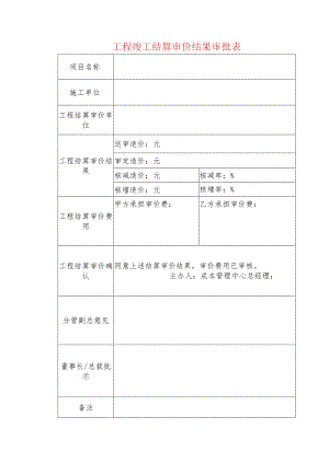 工程竣工结算审价结果审批表.docx