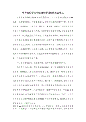 青年理论学习小组组长研讨交流发言稿三.docx