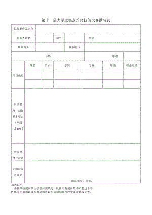 第十一届大学生糕点焙烤技能大赛报名表.docx