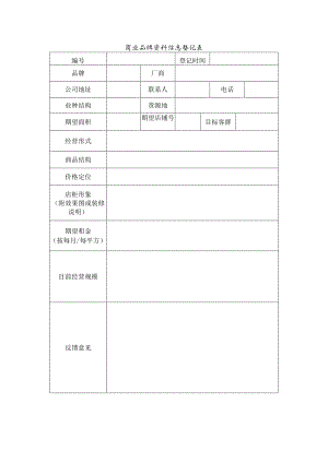 商业品牌资料信息登记表.docx