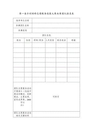 第一届乡村振兴志愿服务技能大赛决赛团队报名表.docx