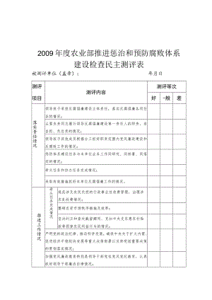 《2009年度农业部推进惩治和预防腐败体系建设及干部选拔任用工作检查方案》.docx
