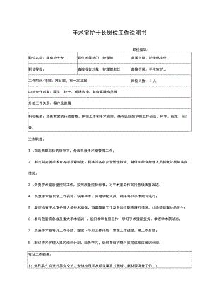 医院手术室护士长岗位工作说明书.docx