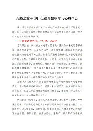 纪检监察干部队伍教育整顿学习心得体会.docx