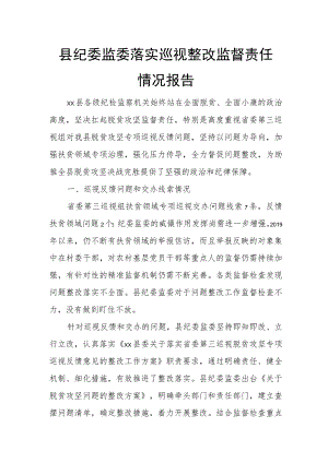 县纪委监委落实巡视整改监督责任情况报告.docx