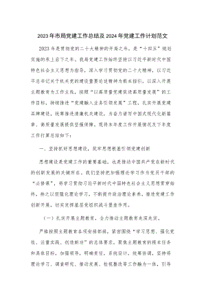 2023年市局党建工作总结及2024年党建工作计划范文.docx