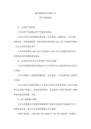 XX新能源科技有限公司财产管理制度（2023年）.docx