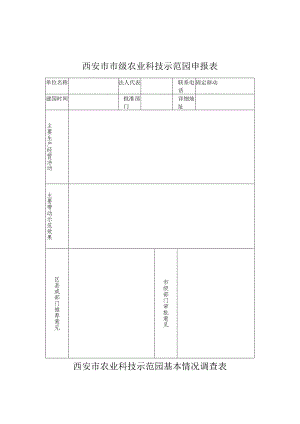 西安市市级农业科技示范园申报表.docx