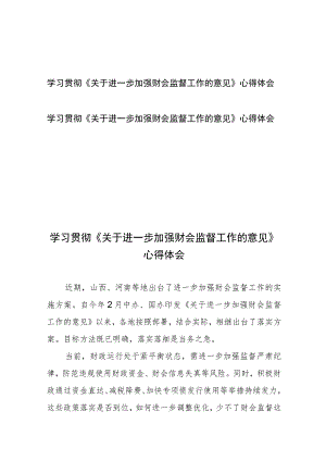 学习贯彻《关于进一步加强财会监督工作的意见》心得体会2篇.docx