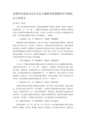 县教科局党组书记在全县主题教育检视整治环节推进会上的发言.docx