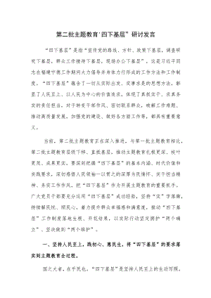 第二批主题教育“四下基层”研讨发言范文3篇.docx