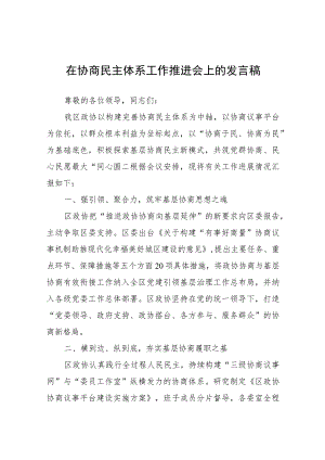 在协商民主体系工作推进会上的发言稿.docx