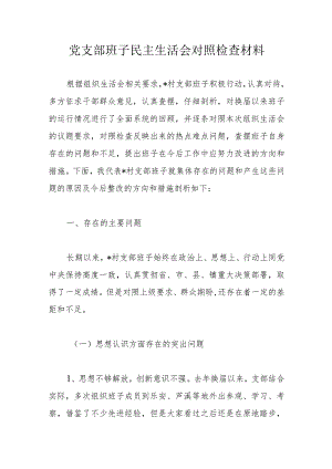 党支部班子民主生活会对照检查材料.docx