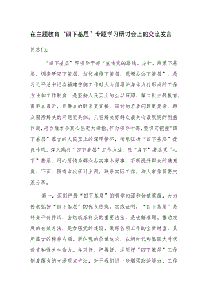 在主题教育“四下基层”专题学习研讨会上的交流发言范文稿2篇.docx