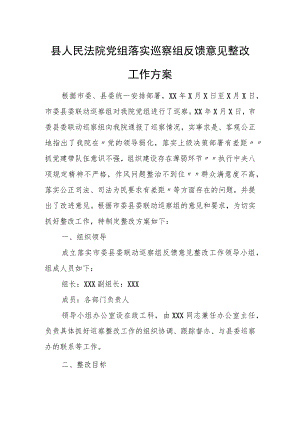 县人民法院党组落实巡察组反馈意见整改工作方案.docx