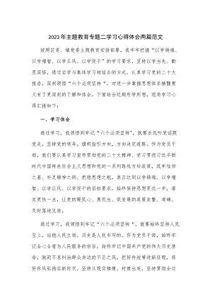 2023年主题教育专题二学习心得体会两篇范文.docx