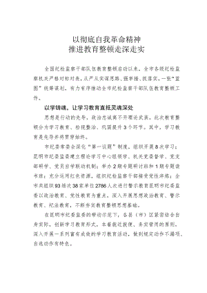 以彻底自我革命精神推进教育整顿走深走实 .docx