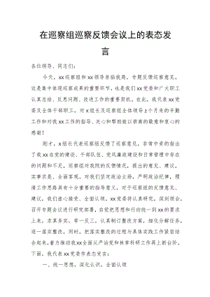 在巡察组巡察反馈会议上的表态发言.docx
