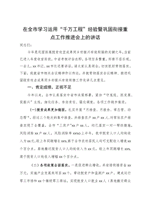 在全市学习运用“千万工程”经验暨巩固衔接重点工作推进会上的讲话.docx