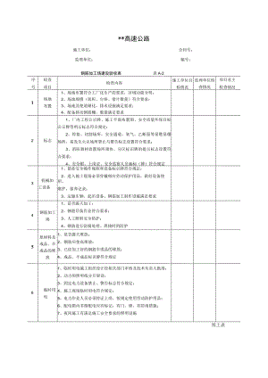 高速公路项目-钢筋加工场建设验收表.docx