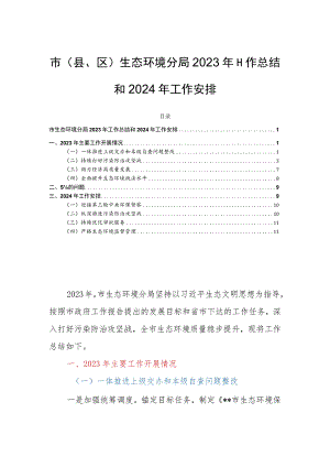 市(县、区)生态环境分局2023年工作总结和2024年工作安排.docx