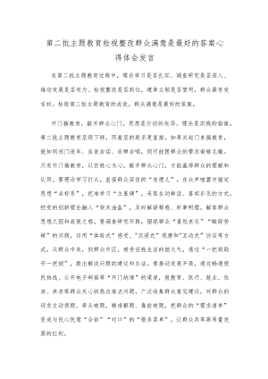 第二批主题教育检视整改群众满意是最好的答案心得体会发言.docx