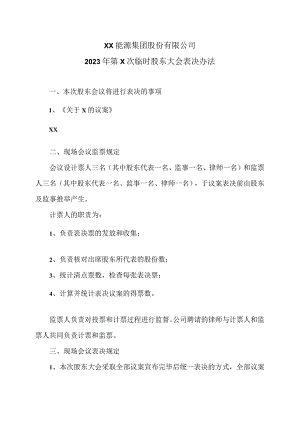 XX能源集团股份有限公司2023 年第X次临时股东大会表决办法.docx