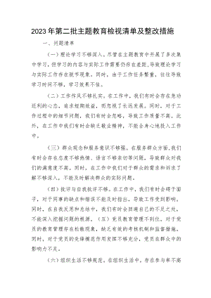 第二批主题教育检视问题清单及整改措施.docx