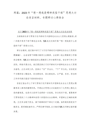 两篇：2023年“想一想我是哪种类型干部”思想大讨论发言材料、专题研讨心得体会.docx