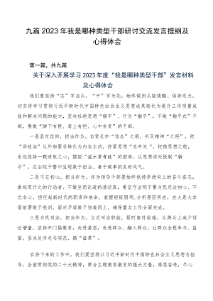 九篇2023年我是哪种类型干部研讨交流发言提纲及心得体会.docx