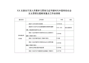 支部主题教育重点工作安排表 .docx
