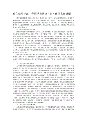 市住建局干部中青班学员到镇（街）体悟实训感悟.docx
