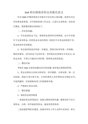 XXX单位绩效评价自评报告范文.docx
