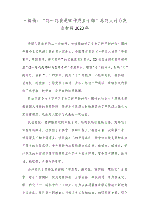 三篇稿：“想一想我是哪种类型干部”思想大讨论发言材料2023年.docx