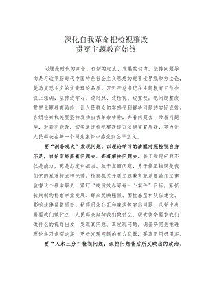 深化自我革命把检视整改贯穿主题教育始终.docx