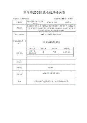 玉溪师范学院就业信息推送表.docx