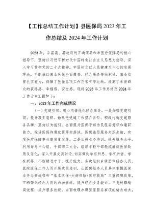 【工作总结工作计划】县医保局2023年工作总结及2024年工作计划.docx