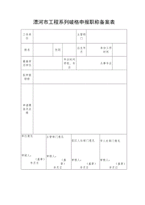 漯河市工程系列破格申报职称备案表.docx
