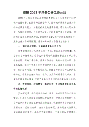 街道2023年党务公开工作总结.docx