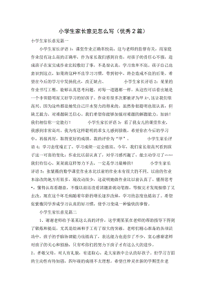 小学生家长意见怎么写（优秀2篇）.docx