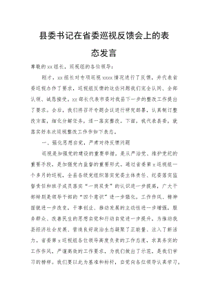 县委书记在省委巡视反馈会上的表态发言.docx
