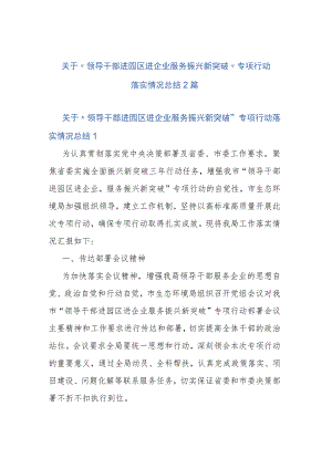 关于“领导干部进园区 进企业 服务振兴新突破”专项行动落实情况总结2篇.docx