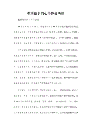 教研组长的心得体会两篇.docx