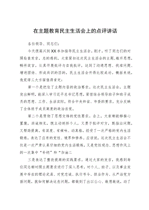 在主题教育民主生活会上的点评讲话.docx