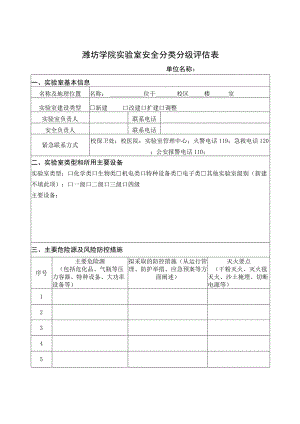 潍坊学院实验室安全分类分级评估表.docx
