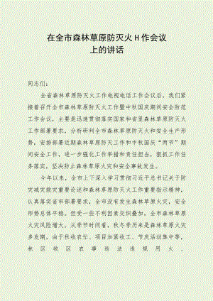 在全市森林草原防灭火工作会议上的讲话.docx