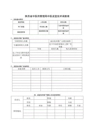 陕西省中医药管理局中医适宜技术调查表.docx