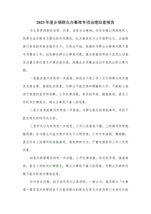 2023年度乡镇群众办事难专项治理自查报告.docx