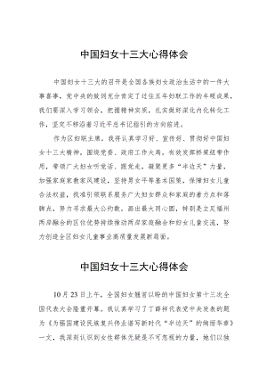 (十二篇)学习中国妇女十三大精神的心得体会.docx